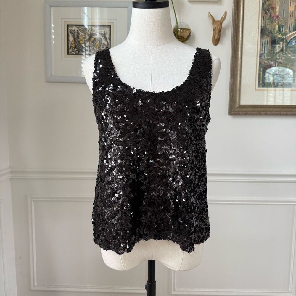 NWT Zara Knit Black Sequin Tank Top S